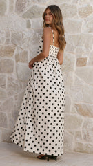 Felicity Maxi Dress - White/Black Spot