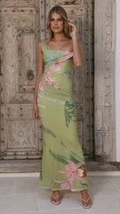 Lena Maxi Dress - Olive Floral