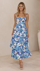 Odilia Maxi Dress - Blue/White Floral