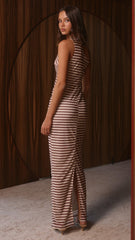 Cataleya Maxi Dress - Brown Stripe
