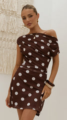 Sammie Mini Dress - Brown/Cream Polka