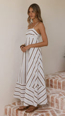 Marcel Maxi Dress - Choc/Blue Stripe