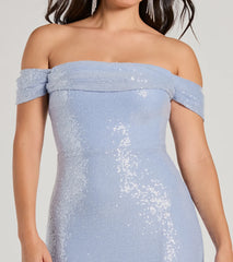 Kat Off-The-Shoulder Mermaid Sequin Formal Dress