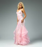 Sylvia Lace-Up Mermaid Tulle Ruffle Sequin Dress