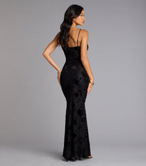 Midnight Garden Floral Velvet Burnout Maxi Dress