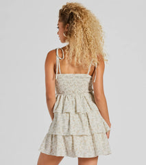 Cascading Romance Ruffle Floral Skater Dress