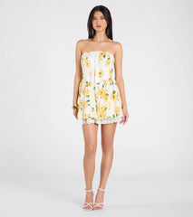 Idea Of Bliss Corset Lace-Up Floral Skater Dress
