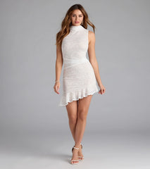 Alluring Beauty Mock Neck Bodycon Lace Short Dress