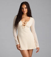 Dreamy Boho Bell Sleeve Knit Mini Dress