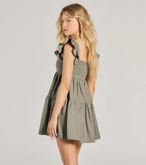 Beyond Precious V-Neck Ruffle Babydoll Dress