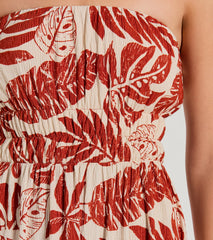 Sunshine On My Mind Strapless Tropical Skater Dress