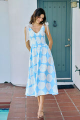 SO ME Shell Smocked Bodice Shoulder Tie Lined Midi Dress