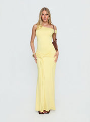 Get Lucky Drape One Shoulder Maxi Dress Lemon Yellow