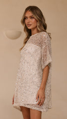 Zanthe Sequin Mini Dress - Beige
