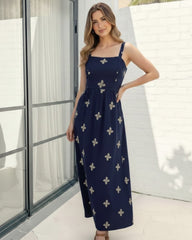 Atasha Navy Print Dress | Women's Floral Maxi Dress