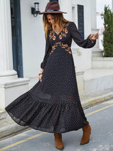 Plus Size Floral Embroidered Polka Dot Maxi Dress