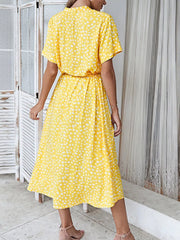Polka Dot Button Front Midi Dress