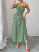 Smocked Spaghetti Strap Midi Dress