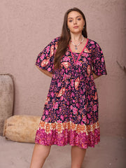 Plus Size Floral Flutter Sleeve Dress