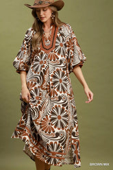 Umgee Abstract Print Midi Dress
