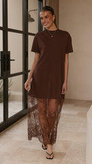 Adora T-Shirt Maxi Dress - Chocolate