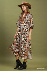 Umgee Abstract Print Midi Dress