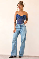 Soft Whispers Lace Bodysuit - Midnight Blue