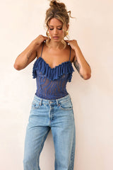 Soft Whispers Lace Bodysuit - Midnight Blue