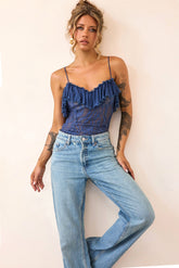 Soft Whispers Lace Bodysuit - Midnight Blue