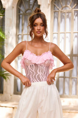 Soft Whispers Lace Bodysuit - Pink