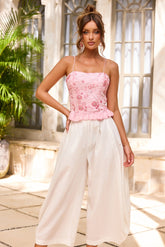 Heirloom Glow Beaded Chiffon Top - Pink