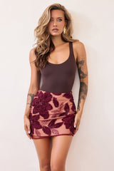 Fleur Nocturne Lace Mini Skirt - Wine