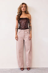 Midnight Pulse Sequin Top - Chocolate