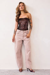 Midnight Pulse Sequin Top - Chocolate