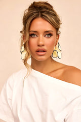 Seafoam Muse Earrings - White Black
