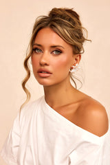 Pearl Petal Earrings - White