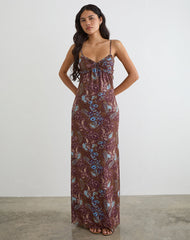 Alnaka Maxi Dress in Feathery Paisley Brown