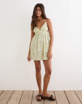 Amibeth Mini Dress in Blooming Lily Green