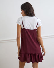Arige Mini Dress in Maroon