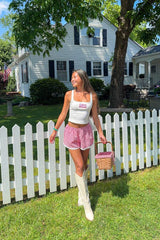 Arnie Red Gingham Broderie Lace Shorts