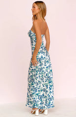 Ashley Blue Floral Formal Maxi Dress