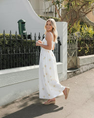 Atasha White Print Dress | Women's Floral Maxi Dress
