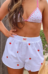 Brad White Strawberry Embroidered Boxer Shorts