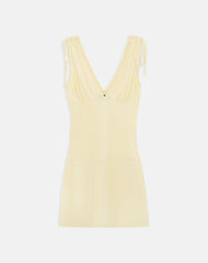 Carmila Gathered Mini Dress in Jersey Lemon