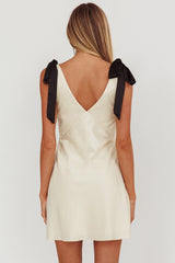 New York Minute Tied Shoulders Mini Dress Oyster