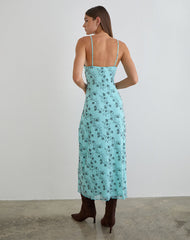 Collete Midi Dress in Winding Ivy Blue