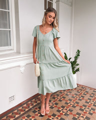 Celie Dress Sage | Women's Linen Midi Dress
