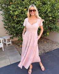 Celie Dress - Pink | Women's Linen Midi Dress