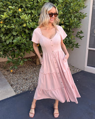 Celie Dress - Pink | Women's Linen Midi Dress