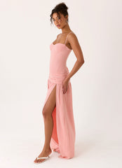 Clemence Bustier Maxi Dress - Coral